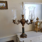 Bronze and Green Marble Column Table Lamp – Mid Century Corinthian Lighting - Image 4