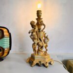 Vintage Cherubs Lamp, vintage table lamp, big lampshade, special lighting, romantic lighting - Image 3