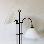 Mid Century Floor Lamp with Dual Milk Glass Shades – 70s Standing Lighting Fixture - Image 2