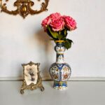 Mosa Maastricht made in Holland, vase polychrome painted, porcelain knob vase