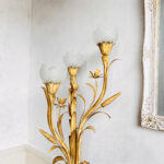 Hollywood Regency Torchère Floor Lamp – Brass & Glass, Mid-Century Glam Lighting - Image 2