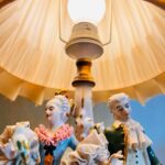 Vintage Dresden porcelain bedside table lamp, home decor Germany - Image 3