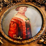 Framed Portrait of Woman with Roses – Gilded Wood Vintage Wall Art - Image 3