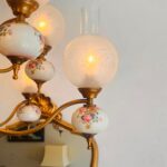 Vintage Chandelier, home decor, big chandelier, with 10 Lights, Made of Porcelain with Frosted Glass Globes - Image 8