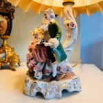 Vintage Dresden porcelain bedside table lamp, home decor Germany - Image 5