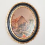 Italian Big Oval Picture, Lovely Art Print on Messing, Romantic Scene, Landscape, Italy Art Print, Wall Picture, Interior Design - Image 3