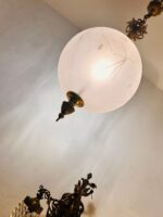 Art Nouveau Frosted Glass Lamps Mid-Century Globe Set Sculptural Table Lighting - Image 4