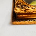 Vintage Hand-Painted Still Life: Convex Wood Wall Art in Ornate Gold Frame - Image 7