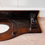 Old Dutch wall hanger, coat rack with beveled mirror - Image 3