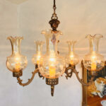 Farmhouse Brass Chandelier with 5 Arms – Rustic Hanging Ceiling Light