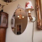 Italian Vintage Big Oval wall Mirror, Brass Frame Shabby-chic, Baroque style - Image 3