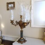 Bronze and Green Marble Column Table Lamp – Mid Century Corinthian Lighting - Image 5