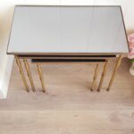 Mid Century Brass Nesting Tables, 3 Nesting Tables Brass 60s/70s Hollywood Regency, Coffee Side Tables