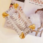 Crystal Cut Glass Ashtray with Gold Rim – Mid Century Barware Accent - Image 6