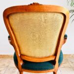 French Tapestry Armchair with Roses – Carved Wood Frame, Shabby Cottage Accent - Image 9