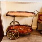 Chic Hollywood Regency Vintage Bar Cart with Italian Marquetry Inlay and Uniq Design - Image 2