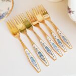 Original Royal Albert Moonlight Rose Set of Six Gold Silver Plated Forks, RARE FIND - Image 2