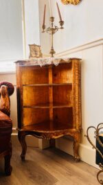 Gold Leaf Corner Cabinet – 1960s Italian Style with Shelves, Hollywood Regency Accent - Image 9