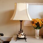 Old cherubs lamp, marble/granite and bronze, column lamp, home lighting - Image 3