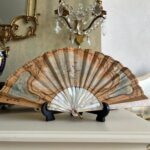 Victorian Hand-Painted Fan – Antique 1900s Decorative Lace and Wood Folding Fan