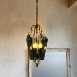 French Etched Glass Lantern – Art Deco Hanging Ceiling Light