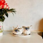 Royal Albert Moonlight Rose Sugar Bowl, Creamer & Tray: Bone China Trio - Image 2