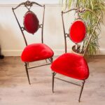 Italian Brass Accent Chairs – Sculptural Pair, Hollywood Regency Style - Image 2