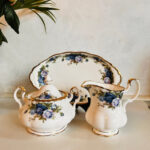 Royal Albert Moonlight Rose Sugar Bowl, Creamer & Tray: Bone China Trio