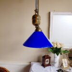 1960s Blue Glass Pendant Light – Pull Down Hanging Lamp with Retro Charm