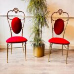 Pair of Brass Accent Chairs – Mid-Century Glam Hollywood Regency Seating