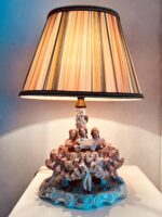 Crown Dresden Porcelain Lamp – Lace Figurine Table Light, Germany, Rococo Style - Image 3