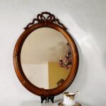 Baroque Ribbon Top Wall Mirror – Ornate French Gold Frame, Wedding Vanity Decor