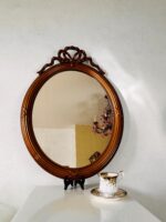 Baroque Ribbon Top Wall Mirror – Ornate French Gold Frame, Wedding Vanity Decor