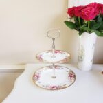 Queen Anne Bone China Tiered Tray – Summer Rose Pattern, Double Dessert Stand - Image 2