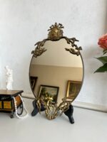 Rococo Brass Wall Mirror – Ornate Oval Frame, Gilded French Style Vanity Decor - Image 2