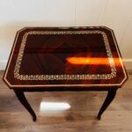 Italian Inlaid Wood Musical Table – Marquetry Accent, Petite Vintage Side Table - Image 2