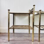 Brass and Glass Nesting Tables – Hollywood Regency Side Table Set, Mid Century Glam Nightstands - Image 5