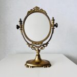 Elegant French Brass Swivel Mirror, Vanity Table Adjustable Free-Standing Mirror