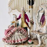 Vintage Dresden Porcelain Table Lamp: Victorian Couple, Made in Germany - Image 3