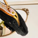 Black Micro Beaded Handbag – French Evening Purse, 1920-1940s Classic Clutch - Image 5