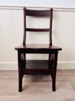 Vintage Library Step Stool, Library Wood Folding Stool, Ladder Collapsible Chair, Interior Design, Home Furniture - Image 2