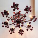 Floral Tole Chandelier – 8 Arm Light Fixture with Pink Roses, Romantic Cottage Style - Image 7