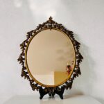 Italian Art Nouveau Oval Mirror Vintage Wall Decor for Entryway or Bedroom