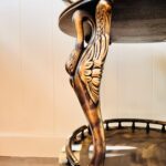 Mid Century Bar Cart – Wooden Serving Trolley on Wheels, Side Table Storage - Image 8