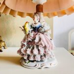 Dresden Porcelain Table Lamp – Victorian Style Floral Ceramic with Gilt Base - Image 4