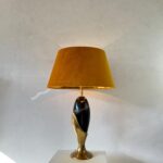 Retro Orange Table Lamp: Ceramic Base, 70s Style