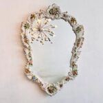 Italian Porcelain Wall Mirror – Mid-Century Venetian Design, Gilded Frame