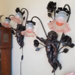Cherub Wall Sconces with Pink Shades – Baroque Angel Lamps, Set of 2 - Image 3