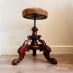 Victorian Wood Piano Stool – Adjustable Round Seat with Turned Legs - Image 4