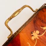 Italian Inlaid Wood Tray with Brass Handles – 60s Decorative Serving Piece - Image 7